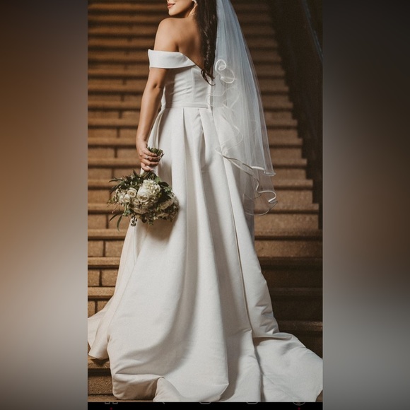 off shoulder satin gown wedding dress STYLE#
WG3979 - Picture 5 of 5